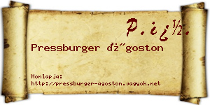 Pressburger Ágoston névjegykártya